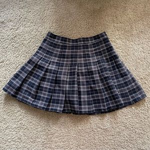 Navy Plaid Pleated Skort/Skirt with Shorts